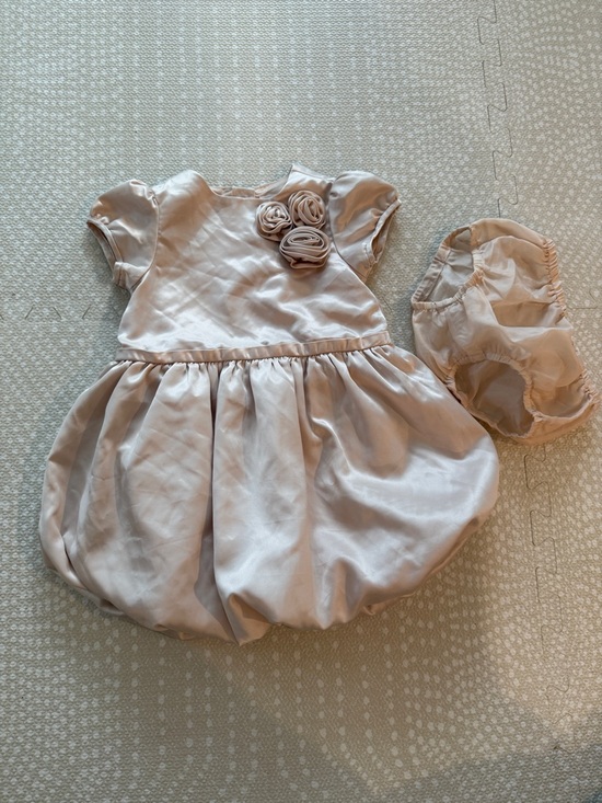 Janie and Jack Other - Janie and Jack Blush Pink Satin Flowered Bubble Dress